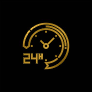 24 Saat Altın Kaplama Metal Simge veya logo Vektörü