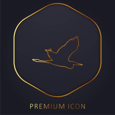 Kuş Balıkçıl Uçan Şekli Altın Çizgili logo veya simge