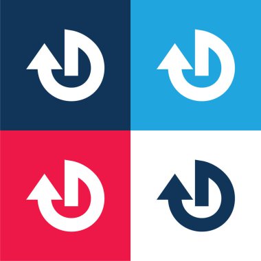 Ok Dairesel Şekli mavi ve kırmızı dört renk minimal simgesi seti