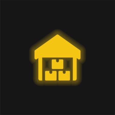 Boxes yellow glowing neon icon clipart