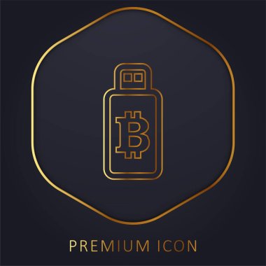 Usb Aygıtındaki Bitcoin İşareti Altın Hat prim logosu veya simgesi
