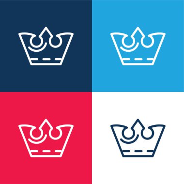 Crown mavi ve kırmızı dört renk minimal simge kümesi