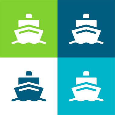 Tekne Düz 4 renk en küçük simge kümesi