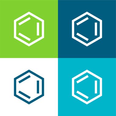 Benzen Düz 4 renk simgesi seti