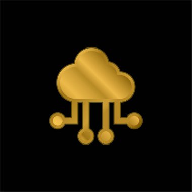 Big Data gold plated metalic icon or logo vector clipart