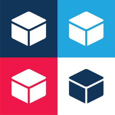3d mavi ve kırmızı dört renk minimal simge kümesi