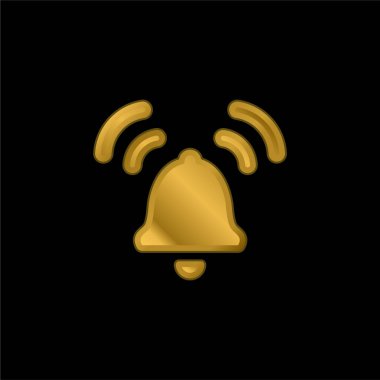 Alarm altın kaplamalı metalik simge veya logo vektörü