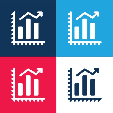 Bar Chart blue and red four color minimal icon set clipart