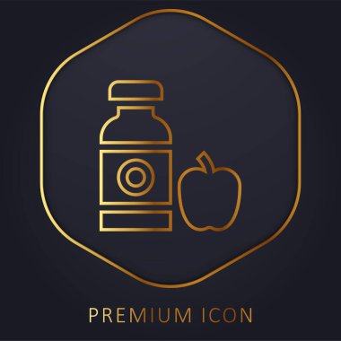 Apple Juice altın çizgisi prim logosu veya simgesi