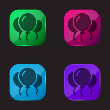 Balon dört renkli cam düğme simgesi