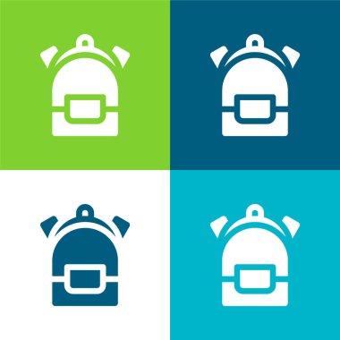 Sırt çantası Düz 4 renk minimal simgesi seti