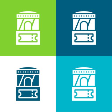 Gişe Ofisi Düz 4 renk minimal simgesi seti