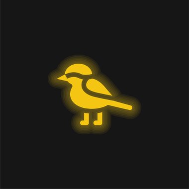 Bird yellow glowing neon icon clipart