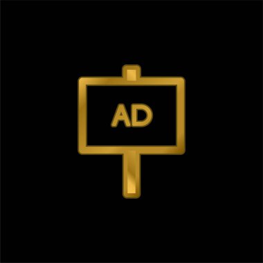 AD Poster altın kaplama metalik simge veya logo vektörü