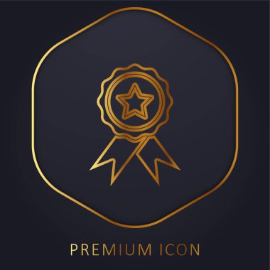 Rozet altın çizgi prim logosu veya simgesi