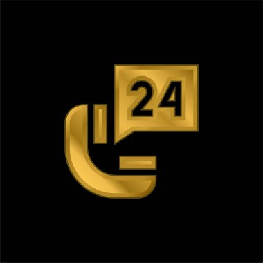 24 Saat Altın Kaplama Metal Simge veya logo Vektörü