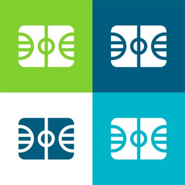 Basketbol sahası Düz 4 renk minimal simgesi seti