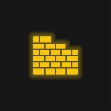 Tuğla Duvar sarı parlak neon simgesi