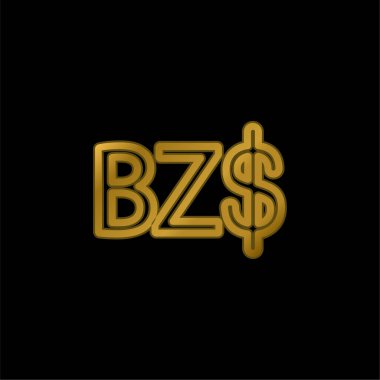 Belize Dollar Symbol gold plated metalic icon or logo vector clipart