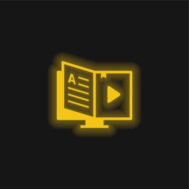 Kitap sarı parlak neon simgesi
