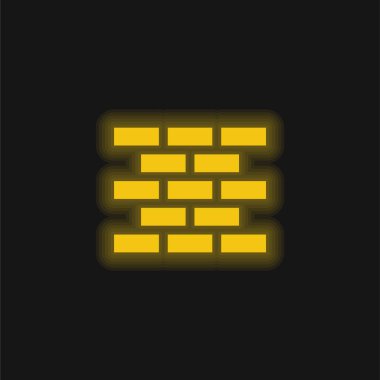 Tuğla Duvar sarı parlak neon simgesi