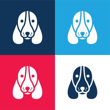 Basset Av Köpeği Başı Mavi ve kırmızı En az dört renk simgesi