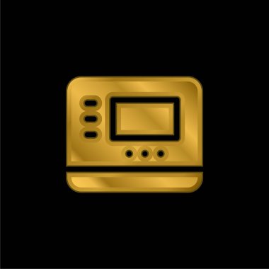 Pil altın kaplamalı metalik simge veya logo vektörü