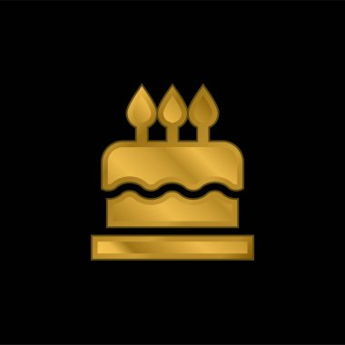 Doğum günü keki altın kaplama metalik simge veya logo vektörü
