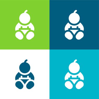 Baby Boy Düz 4 renk simgesi seti