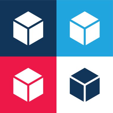 3d mavi ve kırmızı dört renk minimal simge kümesi