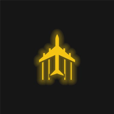 Uçak Uçuşu Göstergesi Sarı parlak neon simgesi