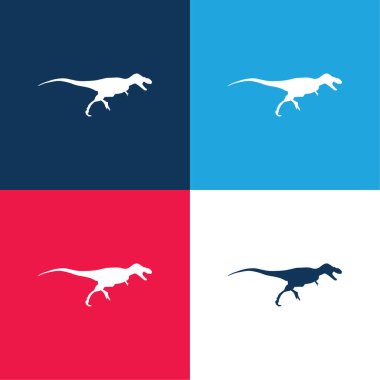Albertosaurus Dinosaur Side View Shape blue and red four color minimal icon set clipart