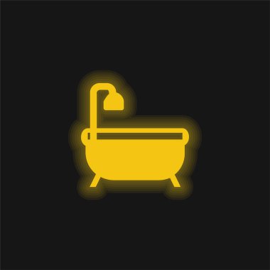 Banyo küveti sarı parlak neon ikonu