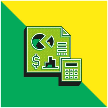 Muhasebe Yeşil ve Sarı Modern 3D vektör simgesi logosu