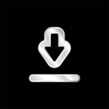 Büyük İndirme Arrow gümüş kaplama metalik simgesi