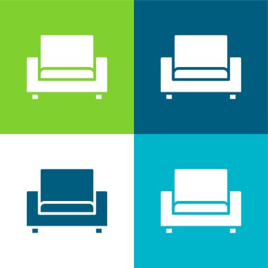 Koltuk Düz 4 renk simgesi seti