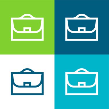 Evrak çantası Düz 4 renk minimal simgesi seti