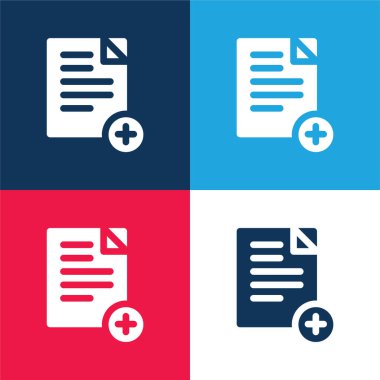 Add blue and red four color minimal icon set clipart