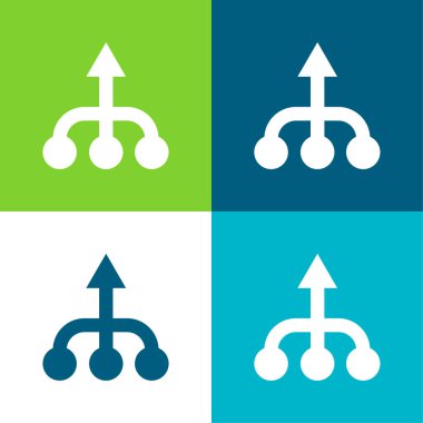 Üç Çember Düz 4 renk simgesi ile Artan Ok Sembolü En düşük simgesi