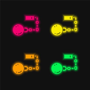 Ball four color glowing neon vector icon clipart