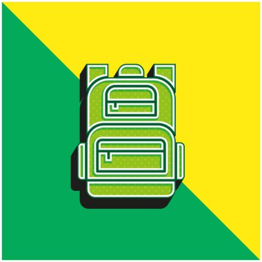 Sırt çantası yeşil ve sarı modern 3d vektör simgesi logosu