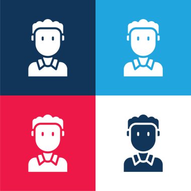 Oğlan mavi ve kırmızı dört renk minimal simge kümesi