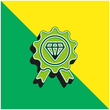 Rozet Yeşil ve Sarı Modern 3D vektör simgesi logosu