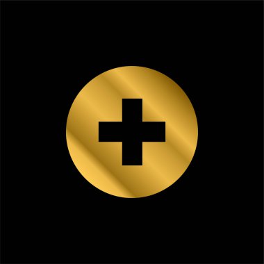 Düğme altın kaplama metalik simge veya logo vektörü ekle