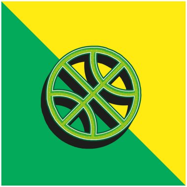Basketbol topu ana hatları yeşil ve üç boyutlu modern vektör logosu