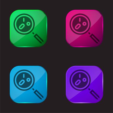 Bakteri dört renkli cam düğme simgesi