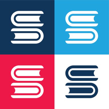 Kitaplar mavi ve kırmızı dört renk asgari simge kümesi