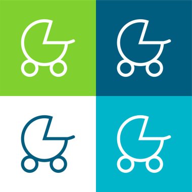 Bebek Arabası Düz 4 Renk en az simge seti