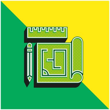 Yeşil ve sarı renkli modern 3d vektör simgesi logosu