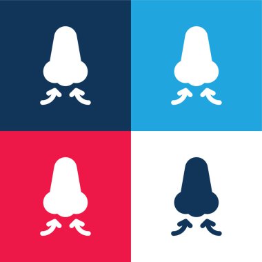 Breath blue and red four color minimal icon set clipart